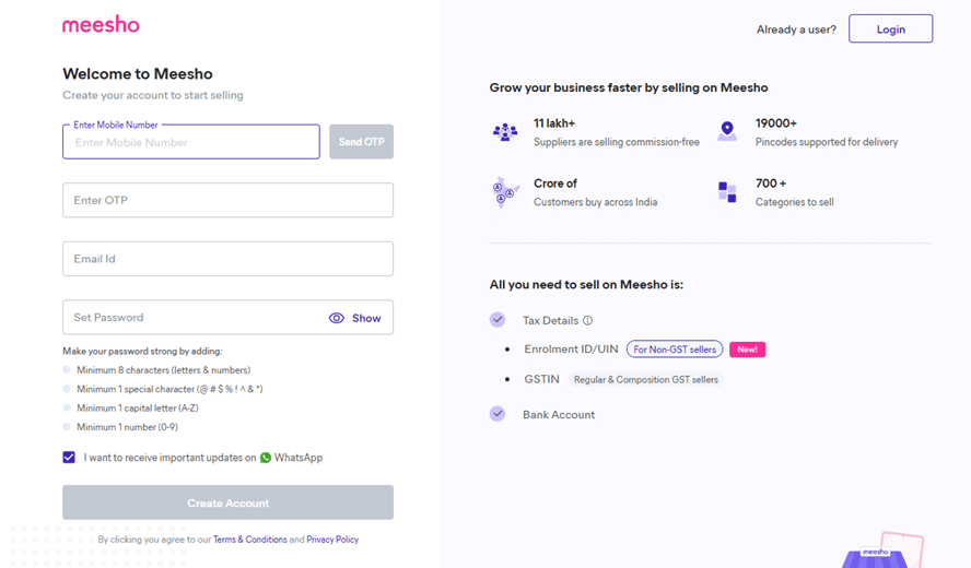 Create Your Meesho Seller Account